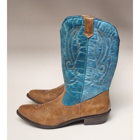 Coconut Gaucho Two Tone Western Boots Size 8.5M - Picture 4 of 9